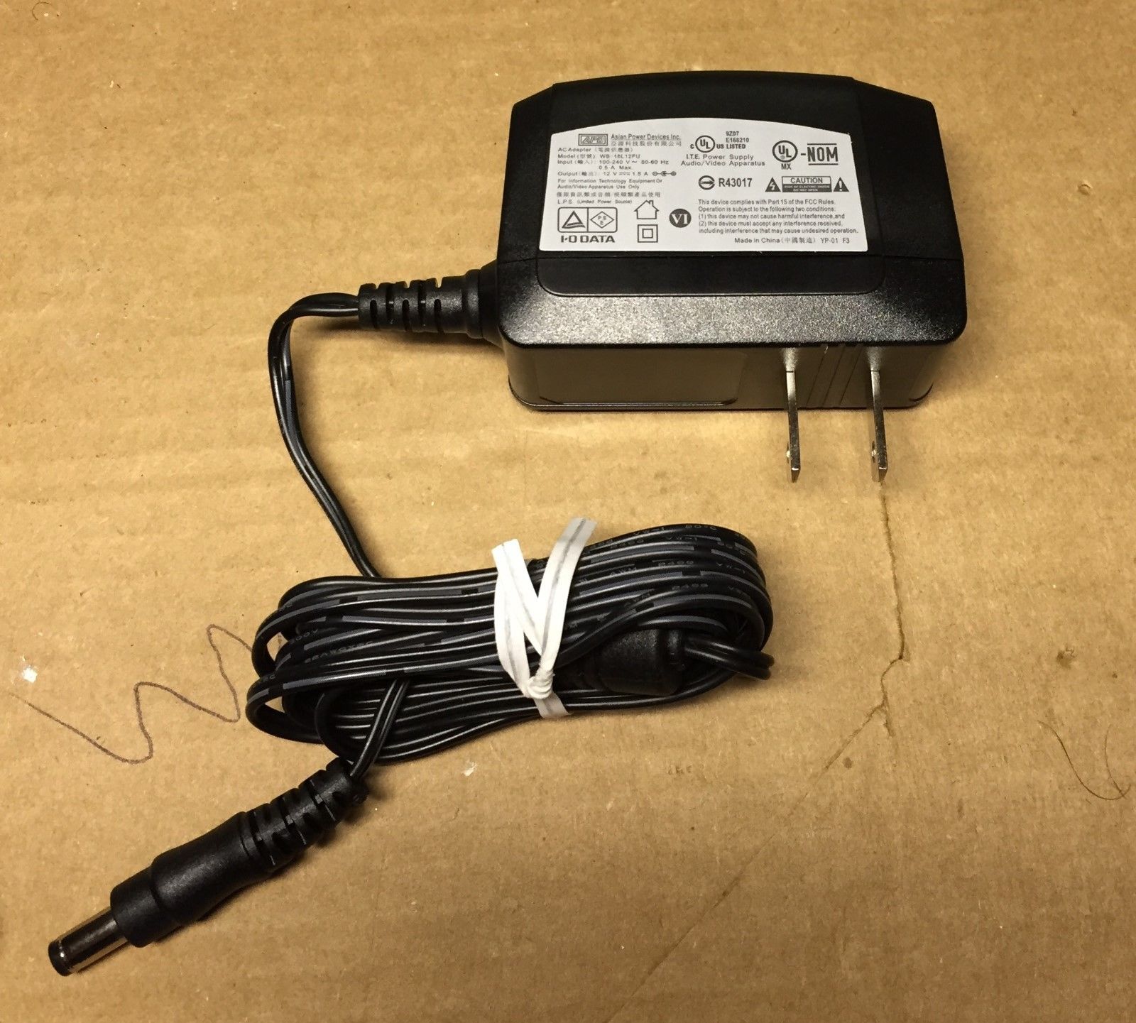 APD Asian Power Devices Inc US AC Adapter 12V 1.5A 120-240V 50-60Hz WB-18L12FU