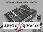 5.25V 1.5A 8W Round Barrel (1.3/3.8mm) US Plug F1218A #ABA ADP-8AB REV:A - Click Image to Close