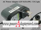 12V 0.5A 6W Round Barrel (2.1/5.0mm) US 2-pin AD12V/0.5A-SW