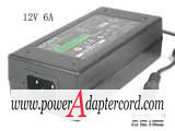 12V 6A Barrel 5.5/2.5mm IEC C14 AC-1260 NEW Power AC Adapter