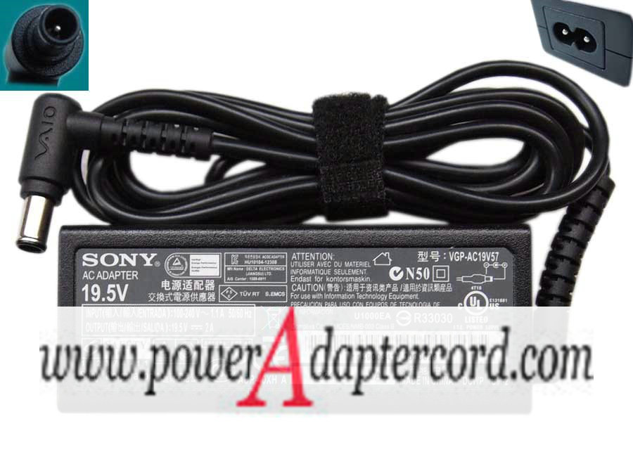 19.5V 2A 2-Prong NEW Power AC AdapterVGP-AC19V57 ADP-40XH A 149005411