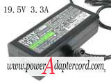 19.5V 3.3A Barrel 6.0/4.3mm With Pin 2-Prong VGP-AC19V43 PA-1650-88S NEW Power AC Adapter