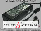 15V 5A 75W Round Barrel (3.0/6.5mm) 2-prong PA3201U-1ACA PA3215U-1ACA PA3283U-1ACA "NEW"