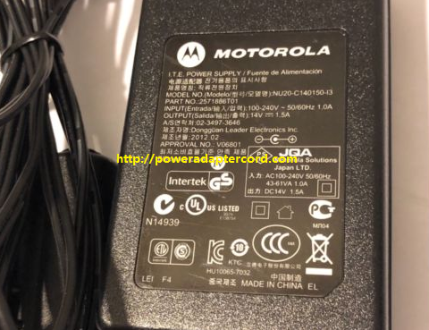 Brand NEW GENUIN Original Motorola NU20-C140150-13 AC DC Adapter POWER SUPPLY