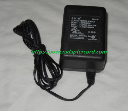 NEW OEM Genuine iHome Output 7.5V 1800mA for 9IH513B U075180D43 AC Adapter Power Supply