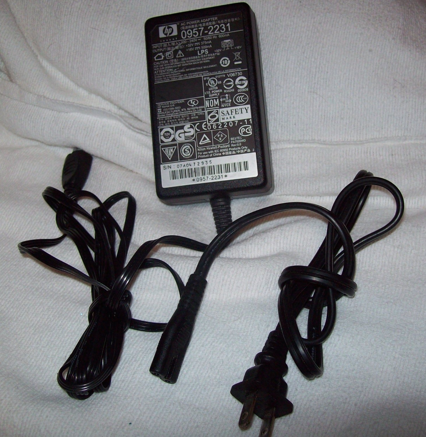 HP Genuine Original 0957-2231 AC Adapter 32V 375mA 16V 500mA for Photosmart C4280 DeskJet D4260 and more other - Click Image to Close