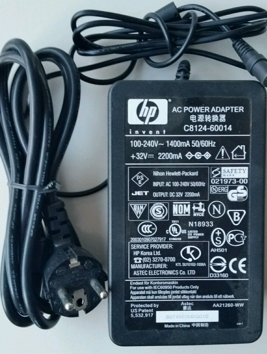 HP Genuine Original C8124-60014 AC Power Adapter 32V 2200mA 2.2A for Business Inkjet 2300 1100 2300n 1100n and