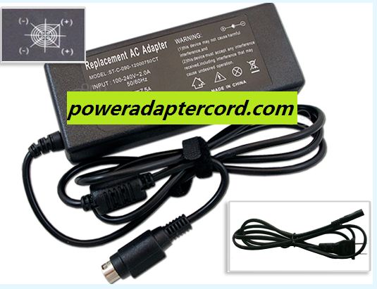 12V 7.5A AC Adapter for 4-PIN DIN Fits LI SHIN 0219B1280 Power Supply Charger