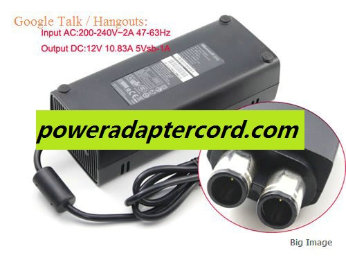 Microsoft Xbox 360 Slim Brick Adapter 12V 10.83A X818315-006 PB-2131-02MX Power Supply