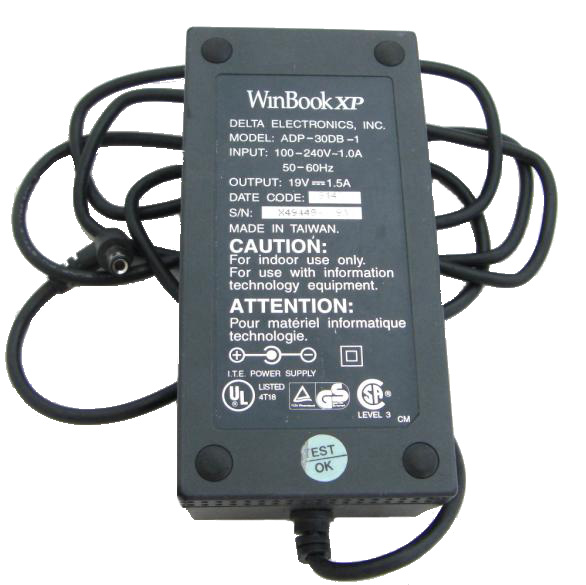 Delta ADP-30DB-1 Winbook XP AC Adapter Charger 19V 1.5A 30W Power Supply with cord