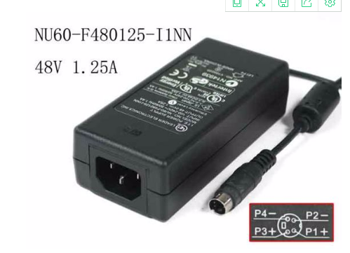 NEW 48V 1.25A 4-Pin Din C14 NU60-F480125-I1NN - Click Image to Close