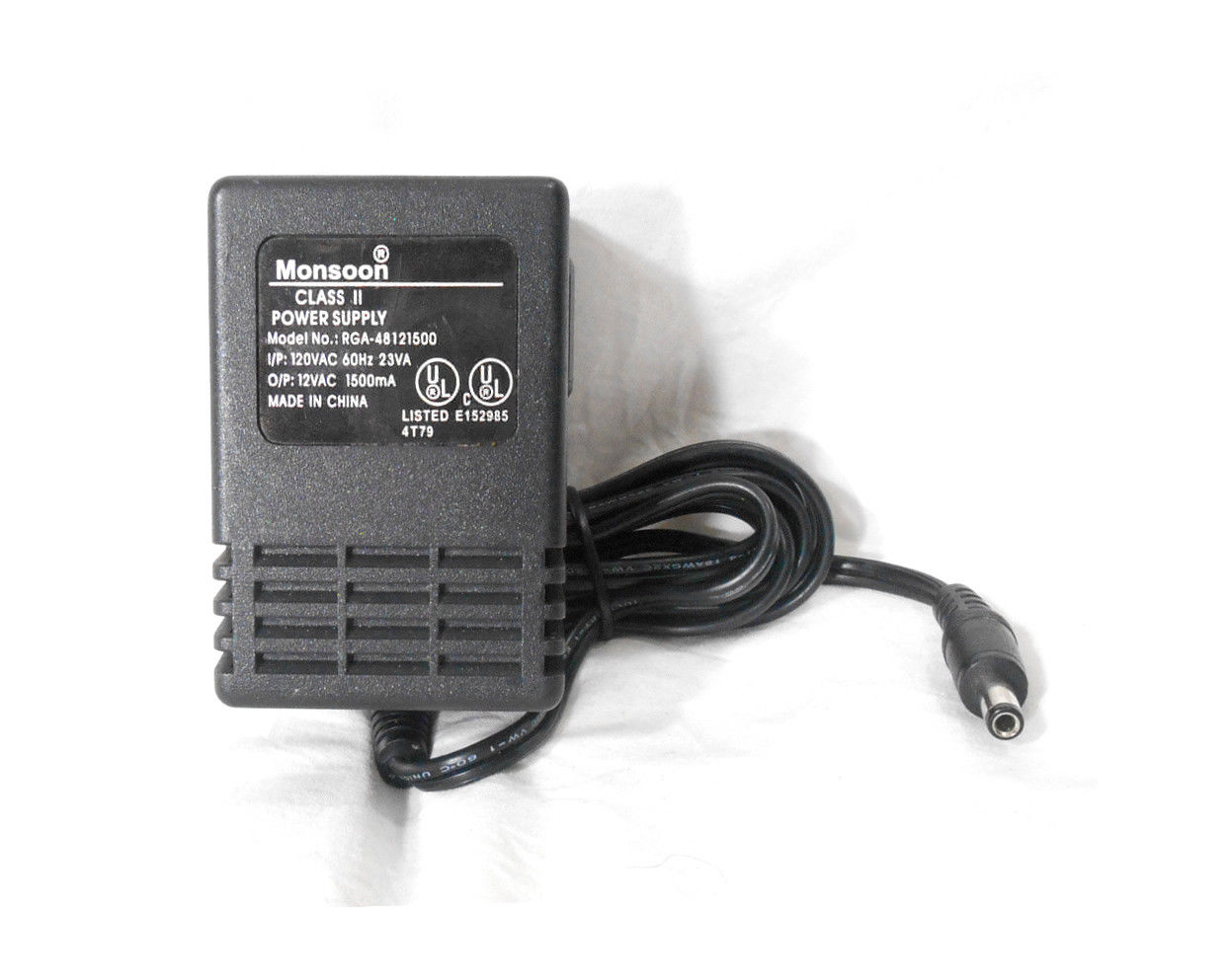 *Brand NEW* Monsoon 12VAC RGA-48121500 Power AC Adapter Supply Free shipping! - Click Image to Close