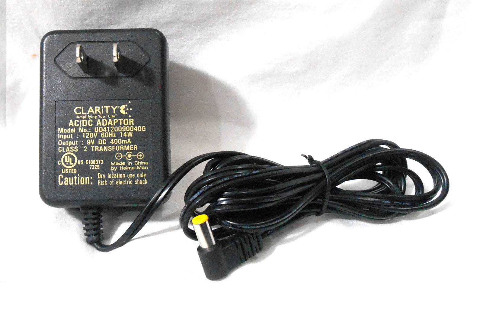 *Brand NEW* Clarity 9 V 400mA Phone "Amplifying Your Life" UD4120090040G AC/DC Adaptor Free shipping!