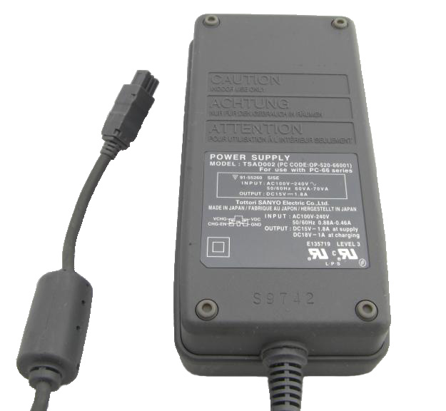 Sanyo TSAD002 AC Power Adapter 15V 1.8A 18V 1A Power Supply Charger FOR OP-520-6600 PC-66 Series