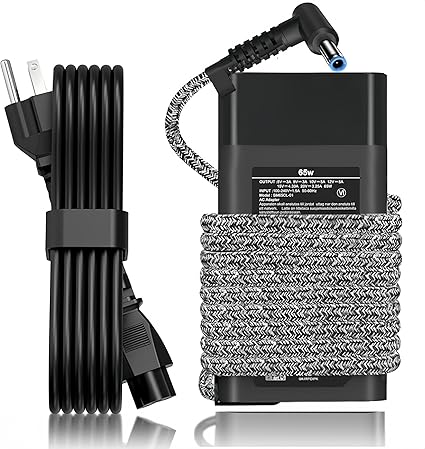 New Slim 65W Laptop Charger Compatible with hp Envy x360 EliteBook Pavilion Charger Smart Blue Tip AC Adapter